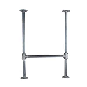 3/4 in. x 2.4 ft. L Heavy-Duty Industrial Black Steel Pipe H-Style Desk Leg With Round Flanges