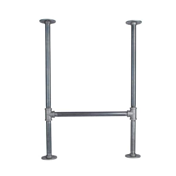 PIPE DECOR 3/4 in. x 2.4 ft. L Heavy-Duty Industrial Black Steel Pipe H-Style Desk Leg With Round Flanges
