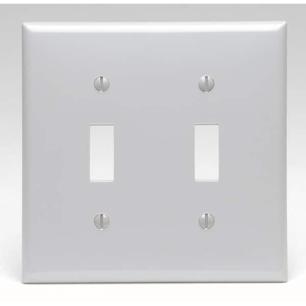 Leviton 2-Gang Gray Toggle Nylon Standard Wall Plate (1-Pack) 80709-GY