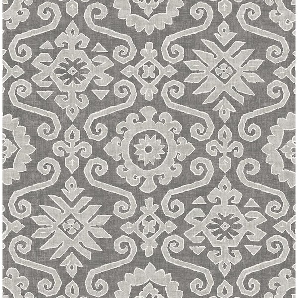 STACY GARCIA HOME 30.75 sq. ft. Pewter and Stone Augustine Vinyl Peel and Stick Wallpaper Roll