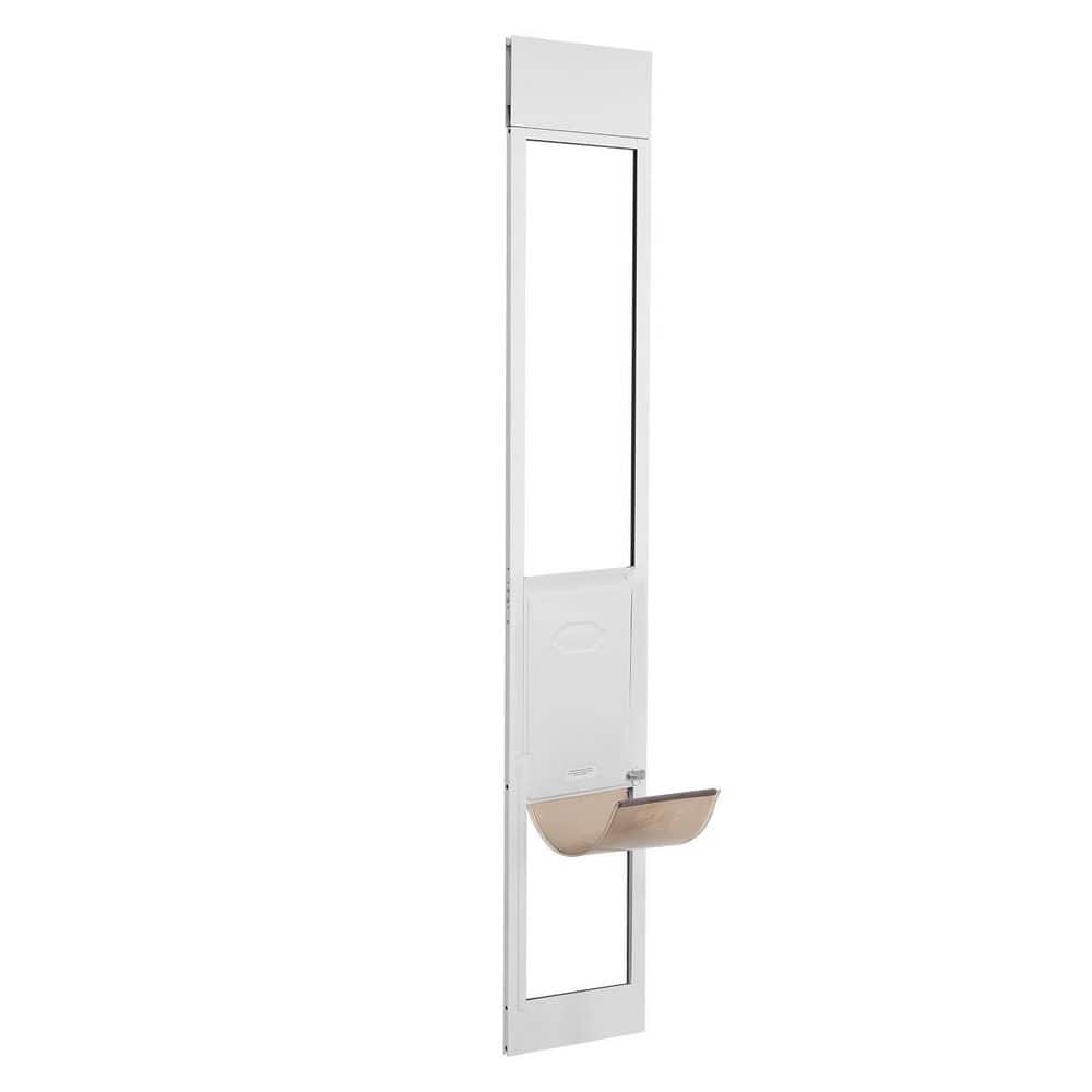 Helhom 75 7/8 in.-80 11/1 in. Aluminum Frame Tempered Glass Patio Door Panel w/Hinge Structure Flap, Lock for Medium-Sized Dogs