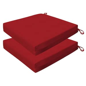 Outdoor 20 in. Square Dining Seat Cushion Textured Solid Imperial Red (Set of 2)
