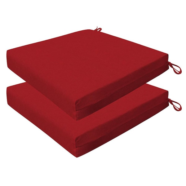 Honeycomb Outdoor 20 in. Square Dining Seat Cushion Textured Solid Imperial Red (Set of 2)
