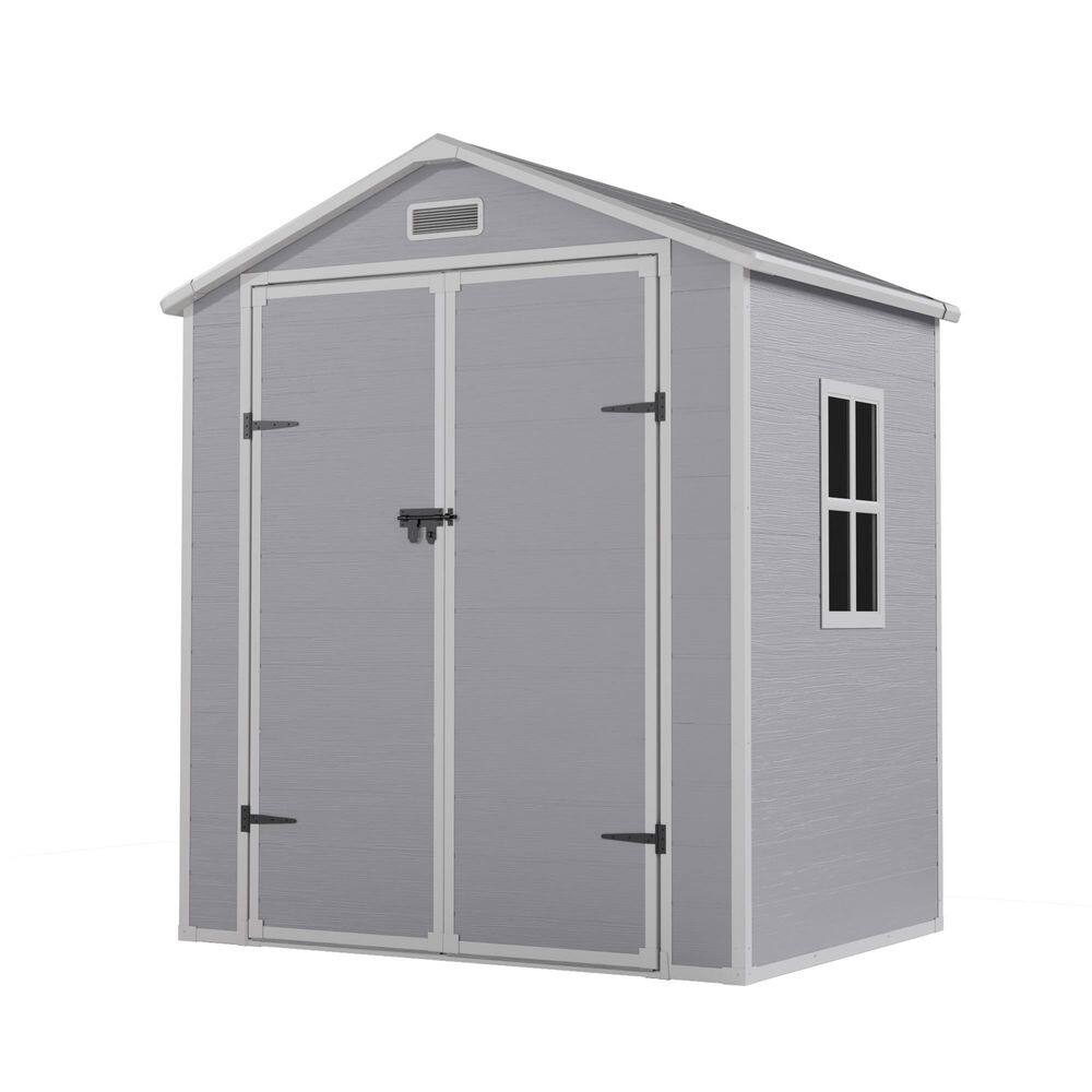 6 ft. x 4.4 ft. Gray Plastic Resin Garden Outdoor Storage Shed with Lockable Doors, Window, Built-In Floor (27 sq. ft. ) price history on PriceWatchPro