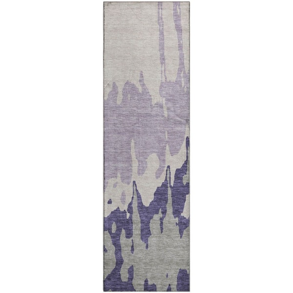 Addison Rugs Mayfield Premium Machine Washable Abstract AMF961 Purple 2 ft. 3 in. x 7 ft. 6 in. Runner Rug
