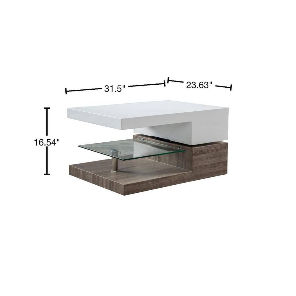 Bridgetown 36" White and Oak Rotatable Coffee Table