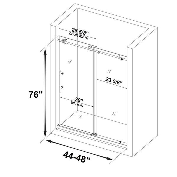 Mattishall 44 in. to 48 in. x 76 in. Frameless Sliding Shower Door with Shatter Retention Glass in Chrome Mattishall 44 in. to 48 in. x 76 in. Frameless Sliding Shower Door with Shatter Retention Glass in Chrome