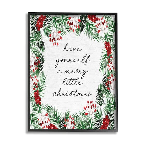 Stupell Industries Merry Little Christmas Script by Lettered and Lined 1-Piece Framed Graphic Print Nature Poster Art Print 14 in. x 11 in.