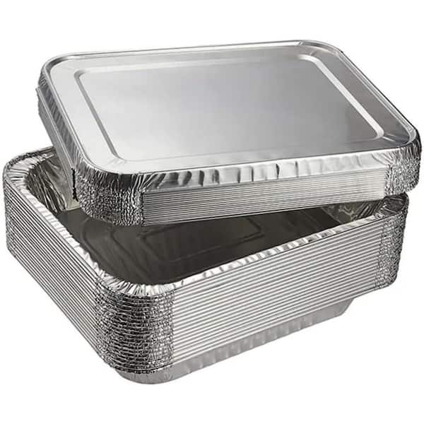 21 x 13 Inch Disposable Aluminum Foil Pans with Lids 20 Pack Full Size Deep Steam Roasting Baking Trays