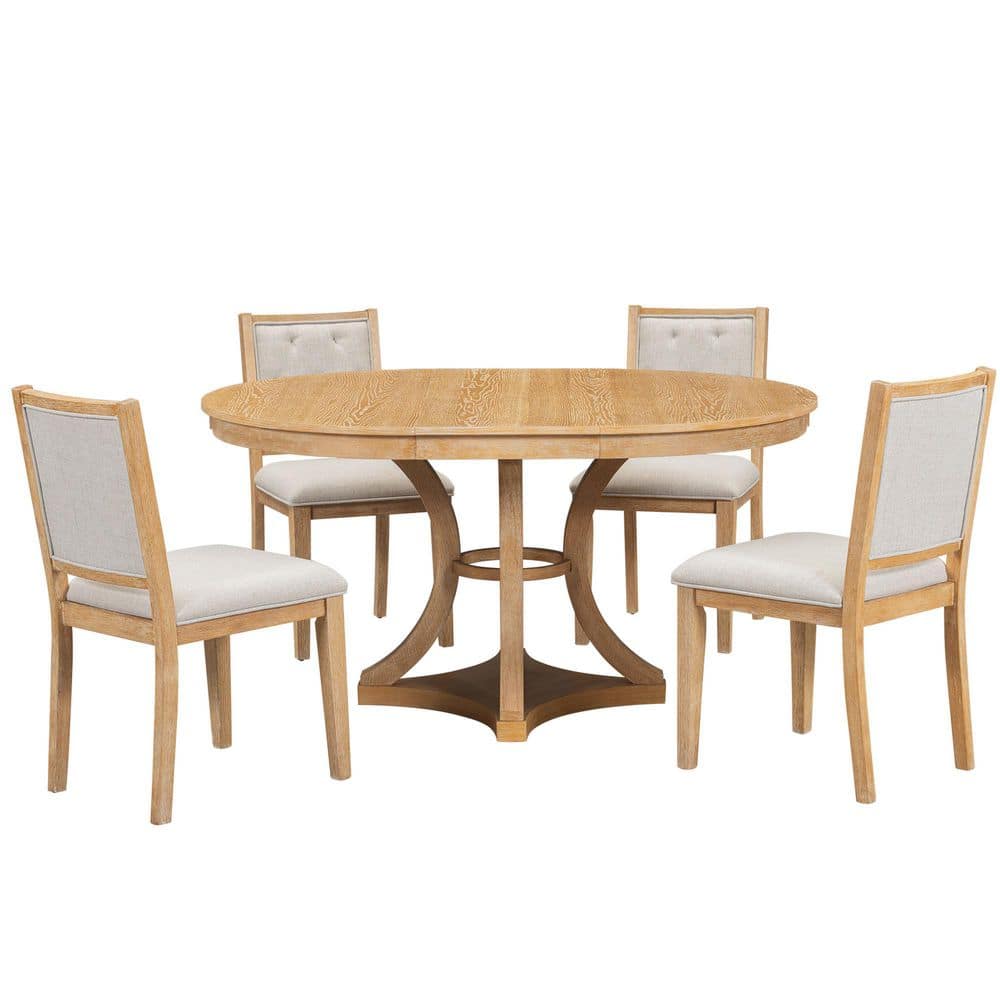 5-Piece Rubber Wood Outdoor Conversation Patio Furniture Set with Beige Cushions price history on PriceWatchPro