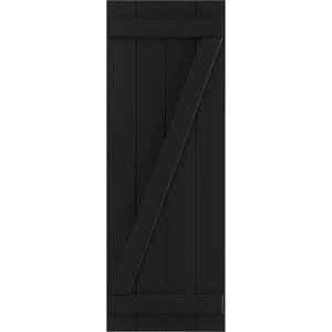 21-1/2 in. x 67 in. True Fit PVC 4-Board Joined Board and Batten Shutters with Z-Bar Pair in Black