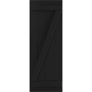 21-1/2 in. x 73 in. True Fit PVC 4-Board Joined Board and Batten Shutters with Z-Bar Pair in Black