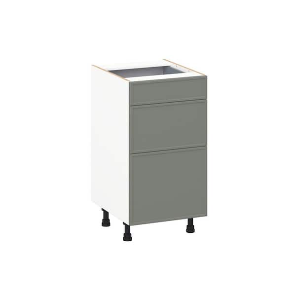 Fairview Moss Green Slim Shaker Assembled Vanity Drawer Base Cabinet with 3 Drawers (18 in. W x 34.5 in. H x 21 in. D)