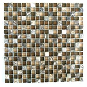 Classic Design Multifinish Brown & Gray 12 in. x 12 in. Square Mosaic Glass & Stone Wall Pool Tile (1 Sq. Ft./Piece)