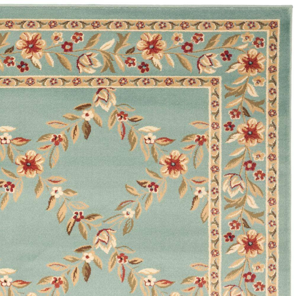 Traditional Persian Blue Floral & Vine Rectangular Area Rug
