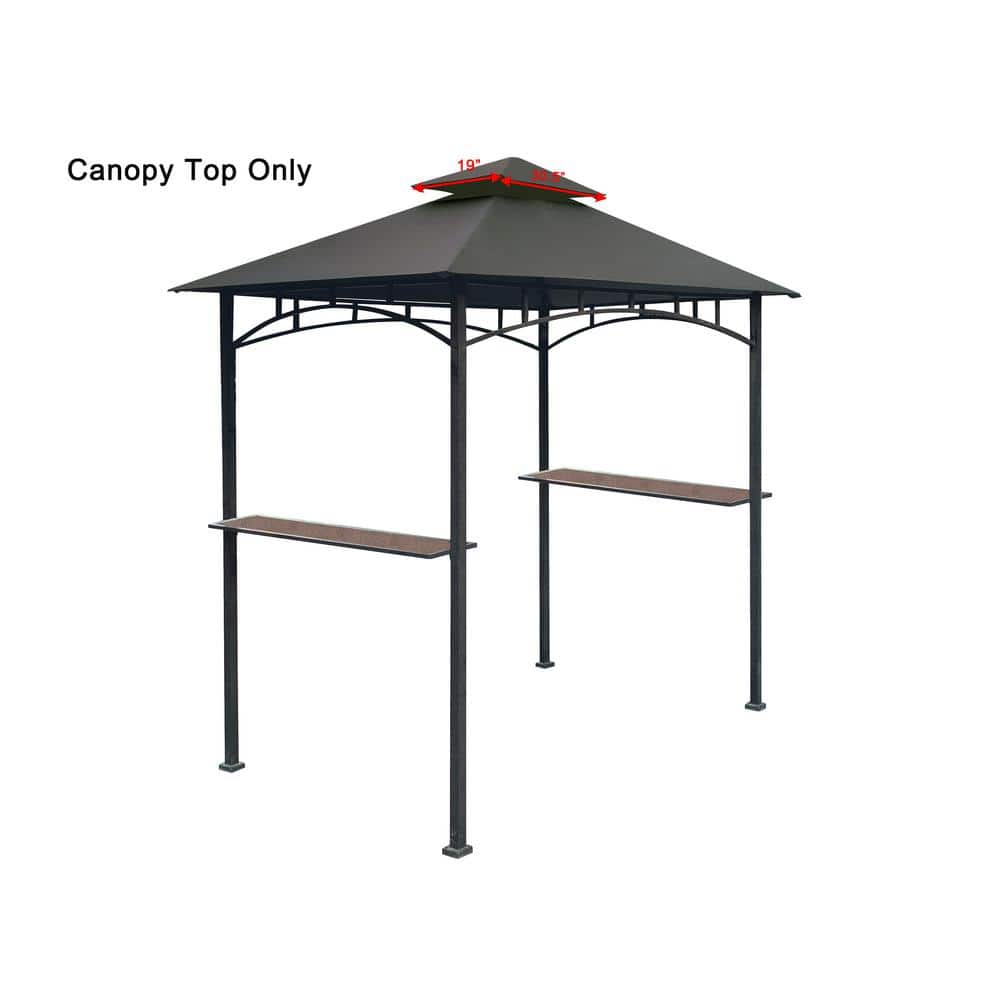 Brown Metal Grill Gazebo with Gray Polyester Roof