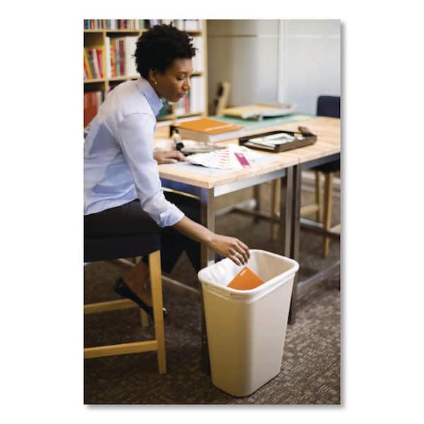 Deskside Plastic Wastebasket, 10.25 gal, Plastic, Beige Deskside Plastic Wastebasket, 10.25 gal, Plastic, Beige