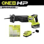 ONE+ HP 18V Brushless Cordless Reciprocating Saw Kit with 4.0Ah Battery, Charger & Reciprocating Saw Blade Set (35Piece)
