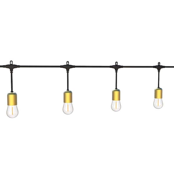 Hampton Bay 12-Light 24 ft. Indoor/Outdoor Plug-In S14 Single Filament LED Edison String Light with Brass Sockets