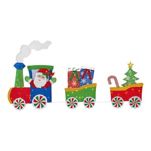 Home Accents Holiday 46.5 in LED Tinsel Train Set Yard Sculpture ...
