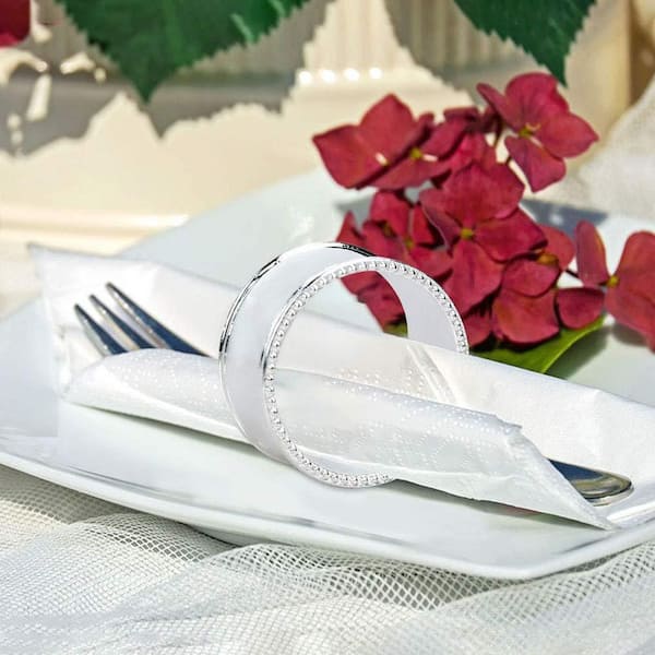 1.97 in. W x 1.97 in. H Stainless Steel Bead Napkin Rings in Metallics Silver for Table Decor (Set of 12)