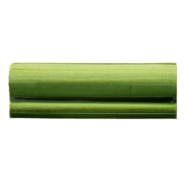Solistone Hand-Painted Nopal Green 2 in. x 6 in. Ceramic Chair Rail Trim Wall Tile