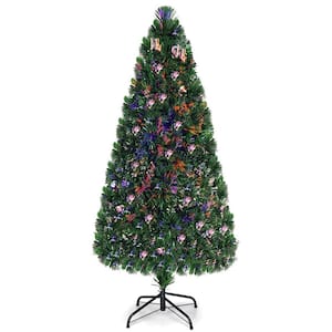 5 ft. Pre-Lit Fiber Optic Artificial Christmas Tree with Metal Stand