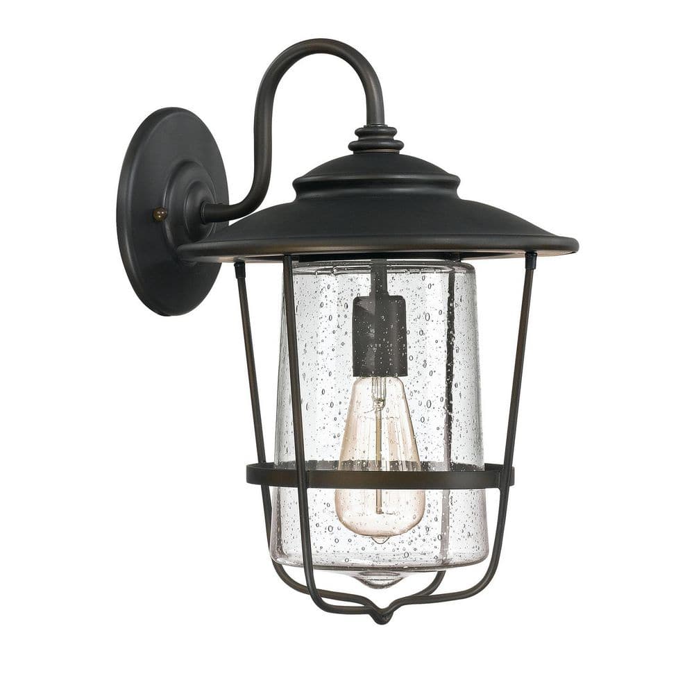 Creekside 11 in. W x 16 in. H 1-Light Clear Seeded Glass Outdoor Wall Lantern in Old Bronze price history on PriceWatchPro