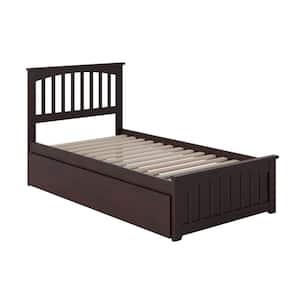 Mission Espresso Black Solid Wood Frame Twin XL Platform Bed with Matching Footboard and Under Bed Storage Drawers