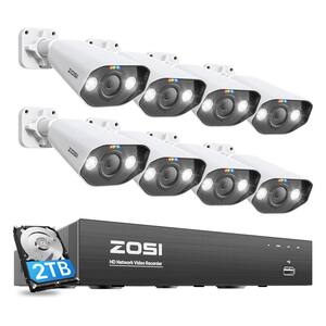8-Channel 5MP 2TB POE NVR Home Security Camera System with 8X Wired Spotlight Cameras, Car Detect, Face Recognition