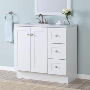 Bannister 36.5 in. W x 18.75 in. D x 35.14 in. H Bath Vanity in White with White Top