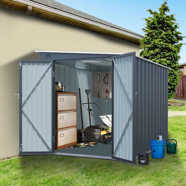 Noble House Diana 8 ft. x 6 ft. Carbon Black Galvanized Metal