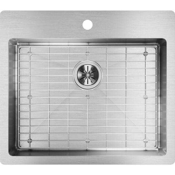 Elkay Crosstown Drop-In/Undermount Stainless Steel 25 in. 1-Hole Single Bowl ADA Compliant Kitchen Sink with Bottom Grid