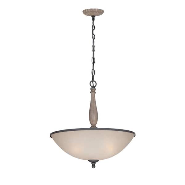 World Imports Capra Collection 3-Light Rust Pendant with Distressed Ivory Accents