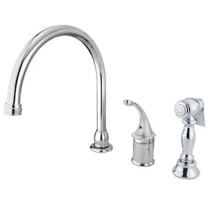 Georgian Single-Handle Deck Mount Widespread Kitchen Faucets with Brass Sprayer in Polished Chrome