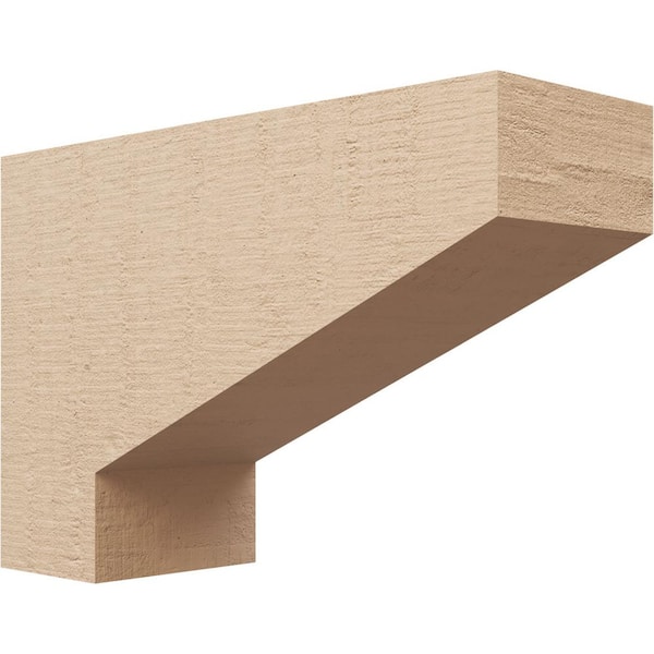 Ekena Millwork Classic Series 3 6 in. x 18 in. x 12 in. Clemmons Rough Cedar Woodgrain Timberthane Polyurethane Corbel in Primed Tan