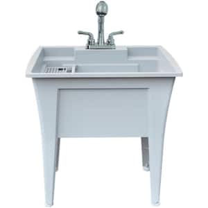 32 in. x 22 in. Polypropylene Granite Laundry Sink with 2 Hdl Non Metallic Pullout Faucet and Installation Kit