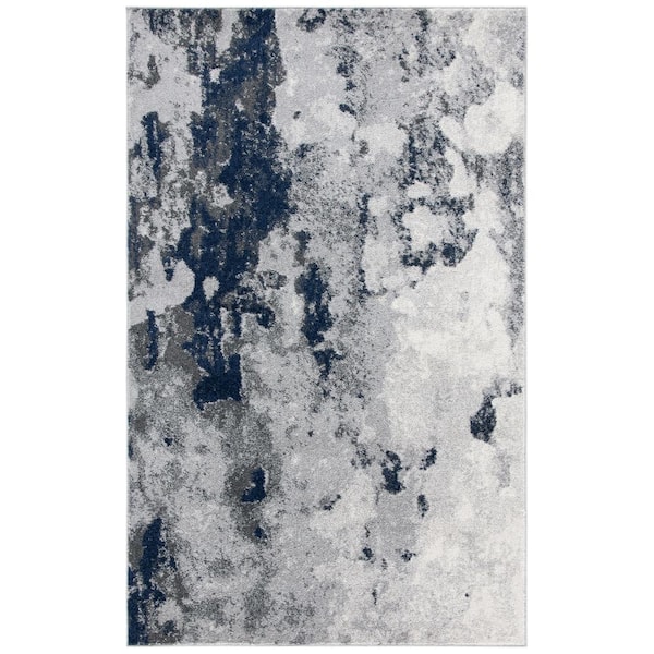 Adirondack Navy/Gray 4 ft. x 6 ft. Distressed Abstract Area Rug