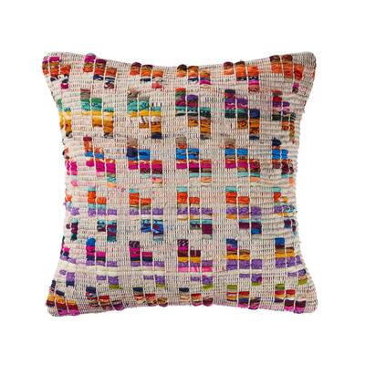 20 in. x 20 in. Multi-Color Eclectic Chindi Standard Throw Pillow