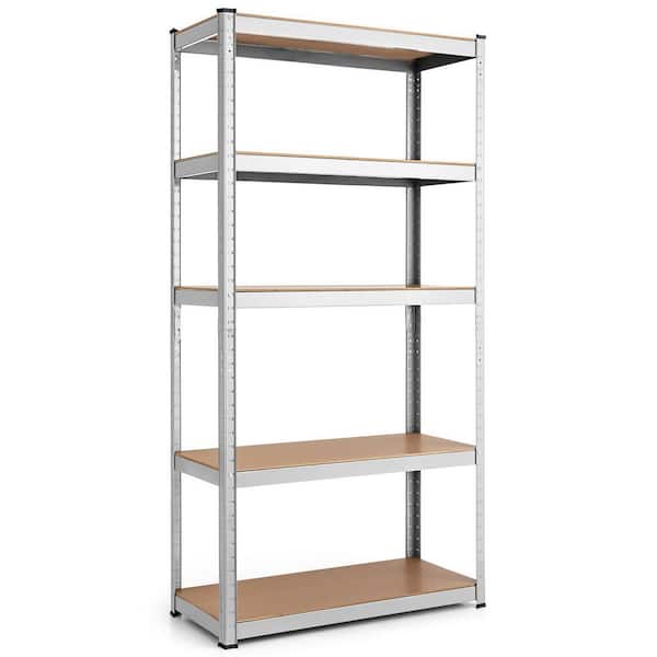 72'' Heavy Duty Steel 5 Level Garage Shelf Storage Adjustable Shelves Silver