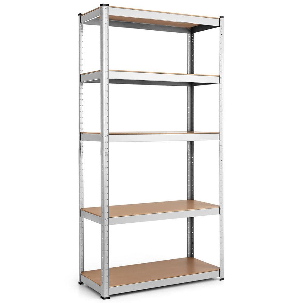 Silver Heavy Duty Adjustable 5-Level Steel Storage Shelves