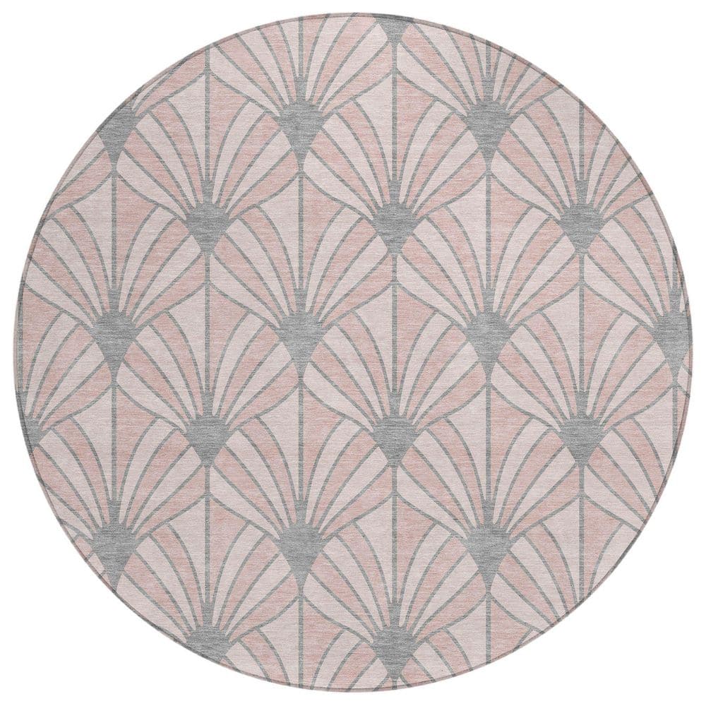 Chantille Machine Washable Indoor/Outdoor Abstract ACN2426 Pink 8 ft. x 8 ft. Round Rug price history on PriceWatchPro
