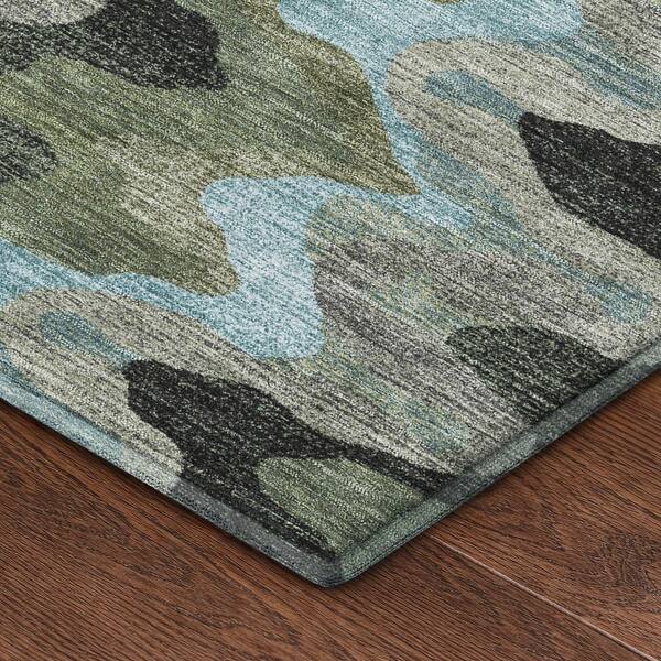 Mayfield Premium Machine Washable Abstract AMF2481 Basil 2 ft. x 3 ft. Accent Rug