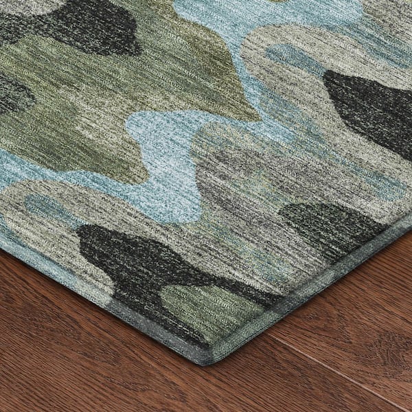 Mayfield Premium Machine Washable Abstract AMF2481 Basil 8 ft. x 10 ft. Area Rug