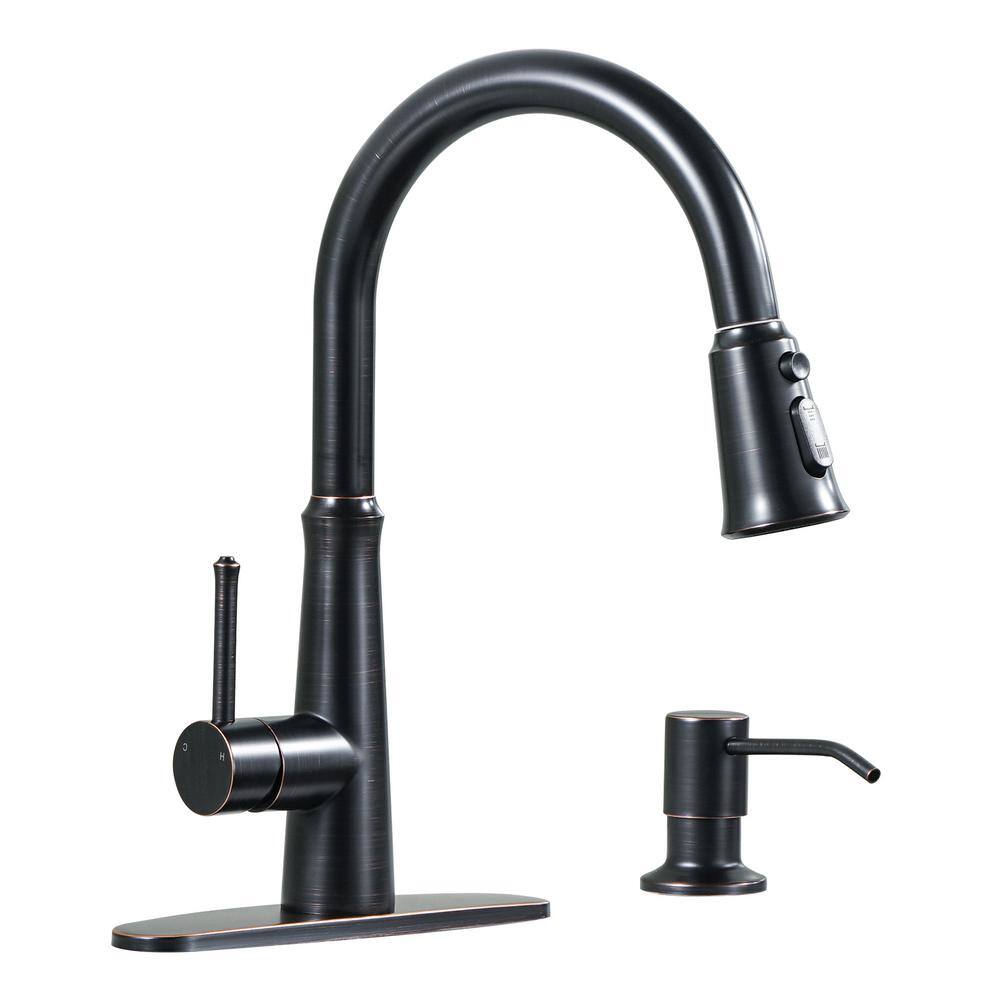 Single Handle Pull Down Sprayer Kitchen Faucet with Soap Dispensor in Oil Rubbed Bronze price history on PriceWatchPro