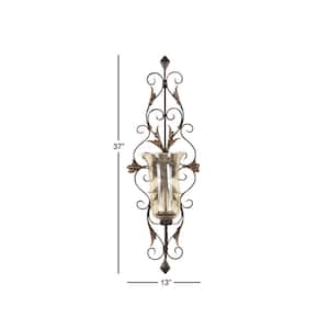 37 in. Gold Glass Single Candle Wall Sconce