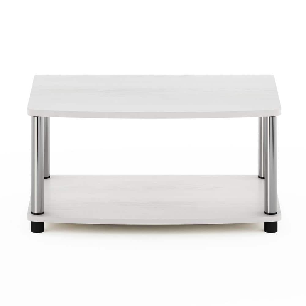 White Oak and Chrome 2-Tier Freestanding TV Stand
