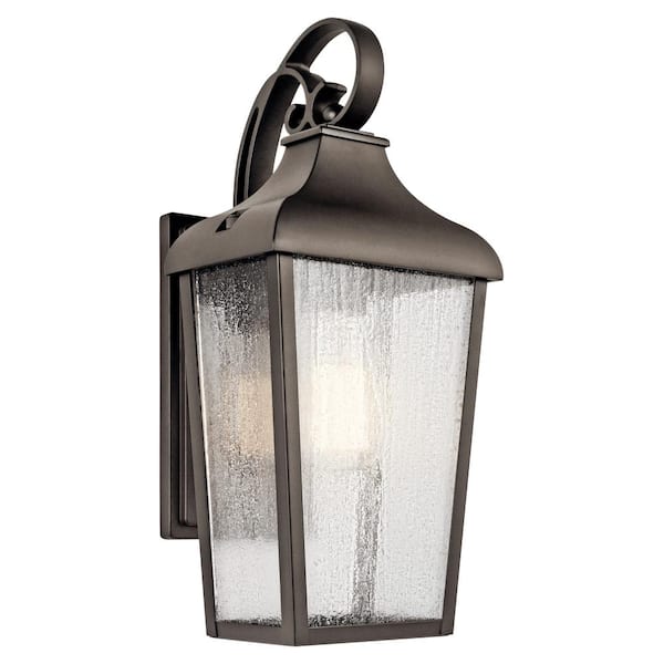 KICHLER Forestdale 14.75 in. 1-Light Olde Bronze Outdoor Hardwired Wall Lantern Sconce with No Bulbs Included (1-Pack)