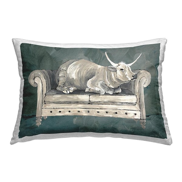 Stupell Industries Cattle on Couch Brown Rectangular Outdoor Throw Pillow