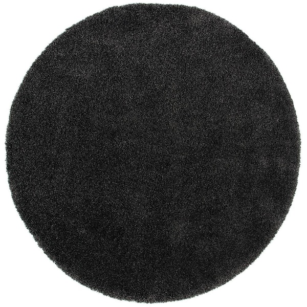 SAFAVIEH Milan Shag Dark Gray 8 ft. x 8 ft. Solid Flokati Round Area Rug